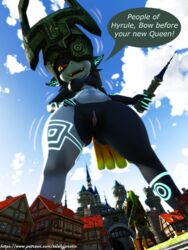 1girls 3d digital_media english_text female giantess hi_res imp_midna macro male midna nintendo nude pussy telehypnotic text the_legend_of_zelda twilight_princess