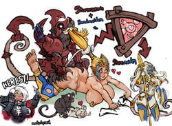 2boys 4girls adepta_sororitas areolae armor ass big_ass big_breasts blonde_hair blue_eyes breasts clothing cum cum_in_pussy cum_inside duo_focus elf elf_ears english_text female feral feral_on_feral from_behind fusion_by_child green_eyes hair hair_pull handmaiden handmaiden_of_the_everqueen heart high_elf_(warhammer) hybrid imperium_of_man impregnation interspecies large_breasts long_hair male markydaysaid multiple_boys multiple_girls nipples nude open_mouth ovum penetration rat rodent sex sister_of_battle skaven sperm_cell spread_legs stormvermin tears text vaginal_penetration video_games warhammer_(franchise) warhammer_40k warhammer_fantasy white_hair x-ray