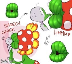 ambiguous_gender anon anonymous anthro big_lips fruity_lips green_lipstick kiss_mark kissing lips lipstick lipstick_mark mario_(series) petey_piranha piranha_plant super_mario_sunshine tagme