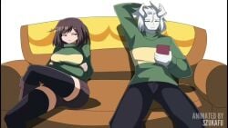 2d animated animation arm_up asriel_dreemurr big_breasts black_stockings boots bouncing_boobs bouncing_breasts breasts brown-haired_female brown_hair chara chara_(undertale) chariel_(fanon_ship) couch effect effects english_text fanmade_design female female_chara female_masturbation fingering fingering_pussy fingering_self froggit funny game_mechanics gameplay_mechanics lifted_shirt light-skinned_female light_skin living_sex_toy long_sleeve_shirt long_sleeves longer_than_10_seconds looking_at_phone loox masturbation meme music music_only nipples pussy red_eyes shieldshroud short-haired_female short_brown_hair short_hair smooth_skin sound sound_edit sounding stockings straight tagme text thrusting time_manipulation unaware undertale video video_game_character video_games voice voice_acted warning zukafu_shimoto