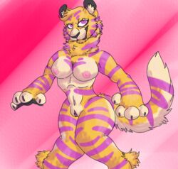 anthro bad_anatomy breasts color digitigrade domestic_cat felid feline felis female female_only fur furry hi_res mammal pantherine pussy shaded showcase smile smirk solo stripes tiger