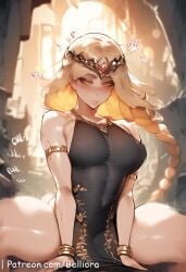 1boy 1girls ai_generated ass big_ass big_breasts blonde_female blonde_hair blush bracelet belliora breasts elden_ring exposed_breasts female female_on_cloth female_on_top fromsoftware golden_eyes huge_ass jewelry large_breasts laying light-skinned_female light_skin long_hair looking_at_viewer medium_breasts necklace closed_mouth patreon patreon_username pelvic_curtain penis penis_in_pussy posing pussy queen_marika_the_eternal shiny_skin solo_female solo_focus thick_ass thick_thighs wide_hips