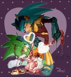 2boys archie_comics birthday_art bleeding_nose blood_splatter blood_stain bloodshot_eyes blue_fur censored choking crying_with_eyes_open disembowelment dripping_blood ear_tag gift_art gore green_eyes green_fur grey_eyes guro guts intestines kosherea nosebleed nsfl one_eye_closed scourge_the_hedgehog sonic_(series) sonic_the_hedgehog_(archie) sonic_the_hedgehog_(comics) sonic_the_hedgehog_(series) stepping_on_head strangled strangling strangulation violence wtf yaoi zonic_the_zone_cop