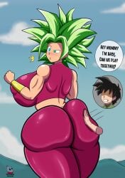 1boy 1girls action_lines ass_slap big_ass big_breasts big_thighs blush blush_lines butt_slap clothed clothed_female clothed_male crestfallenhp crop_top dragon_ball dragon_ball_super dragon_ball_super_super_hero dragon_ball_z earings fusion goaten grin grinning huge_ass huge_breasts huge_thighs imminent_sex kefla legendary_super_saiyan meme meme_reference muscular_arms muscular_back muscular_female nipples_visible_through_clothing older_female older_female_and_younger_male potara_earrings recoil_butt requested_sex requesting requesting_sex shocked shocked_expression slap slapping_ass slapping_butt sole_female sole_male son_goten spiky_hair super_saiyan super_saiyan_2 surprised surprised_expression unseen_male_face yoga_pants younger_male color colored light_skin light-skinned_female light-skinned_male black_hair green_hair blue_eyes green_earrings green_clothing pink_clothing magenta_clothing gold_bracelet gold_jewelry mountain mountains mountainous_horizon sky blue_sky cloud clouds cloudy_sky background signature watermark