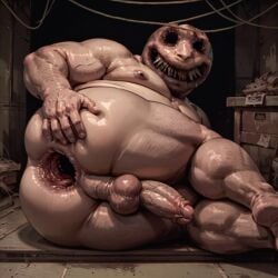ai_generated anal_gape anus ass balls bara buckshot_roulette dealer_(buckshot_roulette) fat fat_ass fat_male gape gaping gaping_anus gay humanoid inviting leg_lift lying_on_ground male male_only mantits moobs nightmare_fuel nipples no_eyes on_back one_leg_raised one_leg_up overweight overweight_male pecs penis presenting presenting_hindquarters sharp_teeth spreading stable_diffusion yaoi barazoku fatass obese