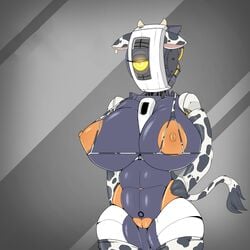 1girls 2d 3_fingers abs anthro big_breasts bovine breasts cattle clothing costume cow_print cowbell devilbluedragon edit female female_only functionally_nude furry glados half-closed_eyes huge_breasts humanoid living_machine machine mammal nipples one_eye orange_nipples portal_(series) pussy robot robot_girl robot_humanoid shiny skimpy solo tail thick_thighs thighhighs unimpressed valve video_games voluptuous wide_hips