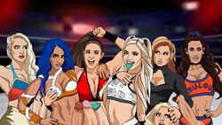 6+girls 7futas 7girls alexa_bliss bayley bayley_(wwe) becky_lynch big_penis blonde_hair blue_eyes carmella_(wwe_diva) futa_only futanari intersex lacey_evans large_penis lewdbus liv_morgan penis petite ponytail sasha_banks testicles tongue_out twintails wrestling wwe wwe_diva wwe_divas