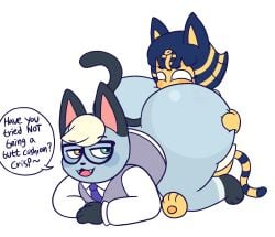 2021 accessory all_fours anal animal_crossing ankha_(animal_crossing) anthro anthro_on_anthro ass_up big_butt blonde_hair blue_hair blush blush_stickers bottom_heavy bottomless butt clothed clothing collared_shirt dialogue digital_drawing_(artwork) digital_media_(artwork) domestic_cat dominant dominant_male drawful-s dress_shirt duo english_text eyewear face_in_ass fangs felid feline felis female female_rimming_male glasses grey_body hair heterochromia hi_res hug huge_butt huge_hips hugging_another hugging_butt male male/female male_focus mammal narrowed_eyes necktie nintendo open_mouth open_smile oral paws raised_tail raymond_(animal_crossing) rimming sex shirt shortstack shortstack_male simple_background sitting smile speech_bubble submissive submissive_female suit tail talking_to_another talking_to_partner teasing teeth text thick_thighs three-quarter_view topwear uraeus wearing_glasses white_background wide_eyed wide_hips yellow_body