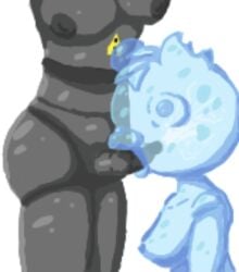 anthro bear blue_nipples bodily_fluids breasts cum duo emo_eevee epic_games female fortnite genital_fluids genitals grey_nipples gummi_team_leader intersex intersex/female mammal metal_penis metal_team_leader metallic_body nipples penis translucent