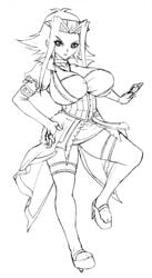 1girls akiza_izinski big_breasts breasts busty cleavage elbow_gloves female fingerless_elbow_gloves hair_ornament holding_card huge_breasts large_breasts legwear monochrome necklace sketch thick thick_legs thick_thighs voluptuous yu-gi-oh! yu-gi-oh!_5d's zahkey