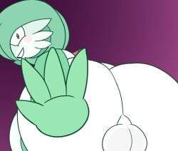 2020 backsack balls bent_over big_butt blush blush_stickers bottom_heavy butt butt_focus covering creepy_smile digital_drawing_(artwork) digital_media_(artwork) drawful-s femboy gardevoir generation_3_pokemon genitals green_hair grin hair hi_res huge_butt humanoid looking_at_viewer looking_back looking_back_at_viewer male male_gardevoir nintendo perineum pokemon pokemon_(species) pupils purple_background rear_view shadowed_eyes simple_background small_pupils smile solo white_body wide_hips