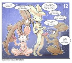 anthro balls brother_(lore) brothers_(lore) clover_(ratcha) comic dialogue english_text erection female fur genitals group hair incest_(lore) jumper_(ratcha) lagomorph leporid male male/female male/male mammal mother_(lore) mother_and_child_(lore) mother_and_son_(lore) nude open_mouth parent_(lore) parent_and_child_(lore) parent_and_son_(lore) penis rabbit ratcha sibling_(lore) simple_background smile son_(lore) tail text violet_(ratcha) zipper_(ratcha)