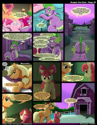 applejack_(mlp) dragon_you_over_(kitsune_youkai) english_text friendship_is_magic furry kitsune_youkai my_little_pony page_32 pinkie_pie_(mlp) smooth_skin spike_(mlp) sweetie_belle_(mlp) wet_pussy