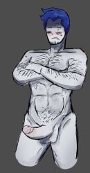 anatomy_studies blue_hair forsaken_(roblox) guest_1337_(forsaken) hairy muscular_male roblox robloxian