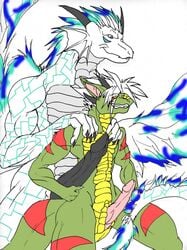 2008 anthro backrub blue_eyes dragon hi_res male male_only penis randomdragon randomdragon_(character) simple_background white_background yellow_eyes