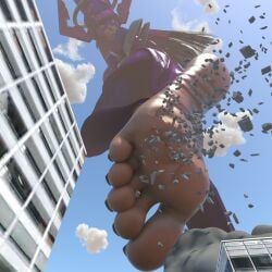 3d barefoot city city_destruction cosmic_being feet female foot_fetish galacta galacta_(marvel_rivals) giantess harbingerinfinit marvel marvel_rivals soles