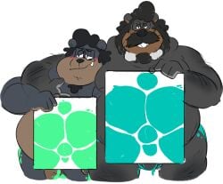 anthro ass ass_print bear benno_jovonovich blush duo father_(lore) father_and_child_(lore) father_and_son_(lore) leothelionel male male/male mammal paint parent_(lore) parent_and_child_(lore) parent_and_son_(lore) smile smiling_at_viewer son_(lore) steve_jovonovich