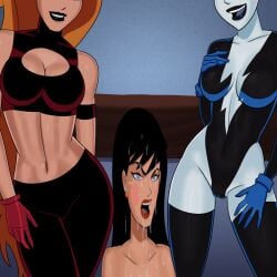 3girls after_sex blue_hair_female claire_selton cum dark_hair dc dc_comics dcau edit edited edited_image femdom femsub justice_league justice_league_unlimited leslie_willis livewire lois_lane lois_lane_(dcau) long_hair midriff red_hair revealing_clothes something_unlimited sunsetriders7 superman:_the_animated_series volcana_(dc)