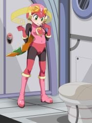 breasts castlage have_to_pee mega_man omorashi pee_stain roll.exe toilet tyao wetting wetting_self