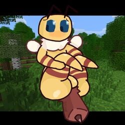 balls bee bee_(minecraft) big_ass big_butt digital_media_(artwork) male male_only minecraft presenting presenting_ass presenting_balls presenting_hindquarters screenshot stinger testicles video_games wings zen0_33