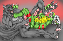 2008 3_toes 4_toes animal_genitalia animal_penis anthro anthro_on_anthro baeo balls canid canine canine_penis claws dragon duo feet foot_fetish foot_lick green_eyes humanoid_hands licking long_tongue male male/male mammal masturbation muscular muscular_male penile penile_masturbation penis randomdragon randomdragon_(character) soles toe_claws toes tongue tongue_out tpawpads yellow_eyes