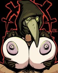 big_breasts breasts_bigger_than_head darkest_dungeon female huge_breasts large_breasts mask paizuri plague_doctor plague_doctor_(darkest_dungeon) raiounsfw