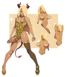 1boy areolae balls big_penis blonde_hair breasts combos-n-doodles demon_boy demon_horns demon_tail dress femboy girly gold_dress hair_over_one_eye horns long_hair looking_at_viewer male male_only nipples penis pussy shapeshifter smile smiling smiling_at_viewer solo sparkles tail very_high_resolution