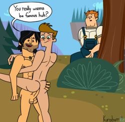 anal anal_sex anus ass ass_grab bulge bulge_through_clothing chris_mclean dialogue kuraburrice light-skinned_male male male/male male_only masturbation penis rodney_(tdi) sex topher_(tdi) total_drama:_pahkitew_island total_drama_(series) total_drama_island