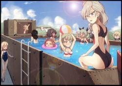 akiyama_yukari anchovy_(girls_und_panzer) azumi_(girls_und_panzer) big_ass bikini carpaccio_(girls_und_panzer) darjeeling girls_und_panzer jajka_(girls_und_panzer) katyusha shower swimming_pool