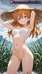 1girls 2025 ai ai_assisted ai_generated anime anime_style armpit armpits arms_behind_head arms_up ass_visible_through_thighs asuka_langley_sohryu bangs bare_arms bare_shoulders bikini_top_only blue_eyes blush bottomless bra breasts bust busty cleft_of_venus clothing cloud cloudy_sky contrapposto covered_nipples cowboy_shot day female_focus female_only grass grin hair_between_eyes hat hentai hi_res high_quality high_resolution highres innie_pussy interface_headset labia labia_majora long_hair looking_at_viewer medium_breasts natsuyoru navel neon_genesis_evangelion non-asian orange_hair outdoors paipan patreon plant pussy rain red_hair ribs sky small_breasts smile solo solo_female sports_bra stable_diffusion standing stomach straw_hat teeth thighs two_side_up uncensored underwear vagina voluptuous voluptuous_female wading water wet wet_clothes white_bra white_sports_bra