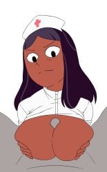 1boy 1girls big_breasts breasts cartoon_network dark-skinned_female dark_skin erection female gummidx huge_breasts indian indian_female male mature_female milf mother nurse_cap paizuri penis priyanka_maheswaran steven_universe