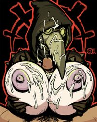 big_breasts boobjob breasts_bigger_than_head cum cum_in_mask cum_on_breasts darkest_dungeon female huge_breasts mask masked paizuri plague_doctor plague_doctor_(darkest_dungeon) raiounsfw