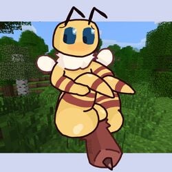 balls bee bee_(minecraft) big_ass big_butt digital_media_(artwork) male male_only minecraft presenting presenting_ass presenting_balls presenting_hindquarters screenshot stinger testicles video_games wings zen0_33