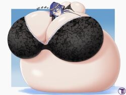 1girls alternate_breast_size areolae artist_name belly belly_bigger_than_body black_bra black_panties bloated_belly blue_hair bra breasts breasts_bigger_than_head breasts_bigger_than_torso breasts_on_belly closed_eyes female female_focus genshin_impact gigantic_belly gigantic_breasts hyper hyper_belly hyper_breasts hyper_pregnancy layla_(genshin_impact) lying_on_stomach nipples panties pregnant pregnant_female ready_to_pop round_belly sleeping timaeus underwear zzz