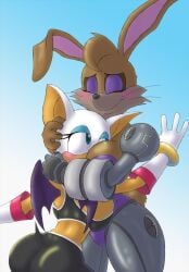 2girls animal_ears anthro archie_comics bat bat_ears breasts bunnie_rabbot bunny_ears cyborg duo female furry hi_res hug lagomorph leporid mammal rabbit randomboobguy rouge_the_bat sega smile sonic_(series) sonic_the_hedgehog_(archie) sonic_the_hedgehog_(comics) sonic_the_hedgehog_(series) wide_hips wings