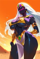 2d ai_generated big_breasts black_body black_skin duck_dodgers female female_focus female_only long_hair queen_tyr'ahnee solo solo_female solo_focus tagme warner_brothers white_hair