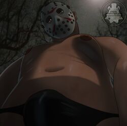 anime bara bulge cartoon dad_bod dilf drawing friday_the_13th himbo himbofication hockey_mask horror horror_movie jason_voorhees mask moobs nipples riley_morningstar stud worms-eye_view yaoi