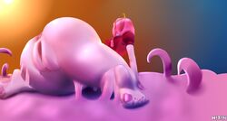 adventure_time anus ass big_ass feet gradient_background nude pink_hair pink_skin princess_bubblegum pussy slime slime_girl svmson tentacle