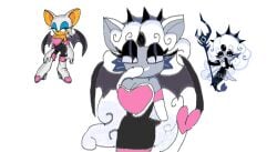 anthro anthro_female bat_ears bat_wings big_breasts black_pearl_cookie caramelpearl_(artist) cookie_run cookie_run_kingdom cosplay furry furry_female fusion heart_symbol long_hair mermaid mermaid_girl mobian_(species) reference_image rouge_the_bat sketch sketchy tagme white_hair