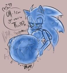 after_vore anthro belly big_belly dialogue duo goo_creature male male/male oogletvoidlet oral_vore same_size_vore sega sonic_the_hedgehog sonic_the_hedgehog_(series) speech_bubble stomach_bulge vore