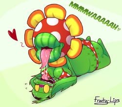 anthro big_lips breasts fruity_lips kiss_mark kissing lipstick lipstick_mark mario_(series) mario_and_luigi_(series) petey_piranha piranha_plant popple super_mario_sunshine tongue tongue_out