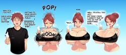 big_breasts bimbo bimboaudino bimbofication breasts breasts_bigger_than_head brown_hair brown_hair brunette_hair fingernails gender_transformation genderbent genderswap_(mtf) huge_breasts ice_cream instant_transformation lips mtf_transformation open_mouth original original_character pink_fingernails pink_lips pink_lipstick pink_nails red_eyes rule_63 rule_63 sweat sweating transformation