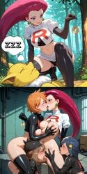 2020s 2025 2d 2d_artwork 4girls aged_up ai_generated bandana before_and_after blue_eyes blue_hair breast_grab breasts breasts_out brown_hair clothed clothed_sex clothes_lift clothing comic corruption cunnilingus dawn_(pokemon) drool english_text female female_focus female_protagonist femsub forced foursome french_kiss game_freak generation_1_pokemon gloves group_sex harem hypno hypnosis illustrious_(stable_diffusion) indoors inspiraleyes jessie_(pokemon) kasumi_(pokemon) kissing latex latex_gloves licking licking_pussy light-skinned_female long_hair may_(pokemon) medium_breasts mind_control miniskirt multiple_girls multiple_subs nintendo nipples oral oral_sex orange_hair outdoors pale-skinned_female panties pendulum pink_eyes pokemon pokemon_(anime) pokemon_(species) red_hair saliva shirt_lift short_hair skin_tight skirt sleeping spiral_eyes stable_diffusion story symbol-shaped_pupils team_rocket text thighhighs thighs tongue tongue_out uncensored underwear upskirt yuri