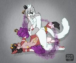 accessory anthro bittervow black_body black_fur black_hair black_sclera bodily_fluids breasts canid canine claws cum cum_inside disembodied_hand domestic_cat ejaculation feet felid feline felis female fluffy fluffy_hair forehead_gem fox freyz_ingardt fur furgonomics gem genital_fluids genitals ghost_hand grey_body grey_fur grey_hair hair horn jewelry lilith_(sourmagic) mammal markings nipples pawpads paws pink_eyes pussy questionable_consent red_body red_fur ring sex solo spread_legs spread_toes spreading tail tail_accessory tail_jewelry tail_ring toes translucent white_body white_fur