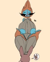 ! 1girls 2019 absurd_res alien ambiguous_gender areolae belly big_breasts big_ears big_nipples black_sclera blue_nipples blue_skin breasts brown_fur brown_skin canine chubby deoxys deoxys_(speed_form) duo eevee empty_eyes eye_contact eyelashes female feral furry half-closed_eyes hi_res huge_ass huge_breasts humanoid large_areolae larger_female legendary_pokemon long_ears mammal navel nic-m-lyc nintendo nipples not_furry_focus nude orange_skin original_character pokémon_(species) pokemon pokemon_(species) pokemon_rgby pokemon_rse pussy simple_background size_difference sketch solo_focus source_request surprised text thick_thighs video_games watermark white_eyes wide_hips yellow_background