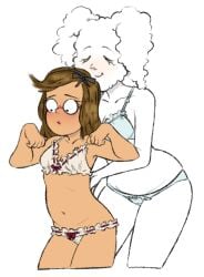 2017 2girls black_eyes blush blush bra breasts brown_body brown_fur brown_hair brown_skin cartoon_network closed_eyes cloud cloudy_jay eileen_roberts female female_only glasses mole_(animal) nark panties regular_show short_hair thighs tied_hair white_background white_body white_hair