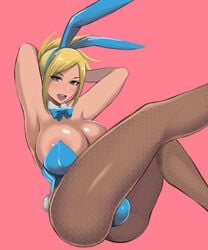 1futa big_breasts bimbo blonde_hair breasts bulge bunny_ears bunny_girl bunny_tail bunnysuit bunnysuit_bulge cleavage dickgirl fishnet_pantyhose futa_only futanari intersex large_breasts looking_at_viewer open_mouth pantyhose shibusun solo