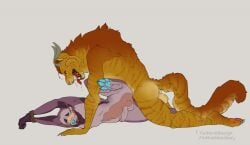 anal anal_knotting anal_sex animal_genitalia animal_penis anthro anthro_on_anthro anthro_on_bottom anthro_on_top arms_above_head arms_tied balls big_penis bodily_fluids bound canid canine canine_genitalia canine_penis canis dragon duo felid fur genitals horn humanoid_genitalia humanoid_penis hybrid katthekitkat knot knotting larger_male male male/male male_on_bottom male_on_top male_penetrated male_penetrating male_penetrating_anthro male_penetrating_male mammal muzzle_(object) muzzled mythological_creature mythological_scalie mythology on_bottom on_top open_mouth orange_body orange_fur pantherine penetration penile penile_penetration penis penis_in_ass purple_body purple_fur rope saliva scalie sex simple_background size_difference smaller_male striped_body striped_fur stripes tiger wolf yellow_background