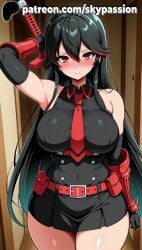 1girls 2025 ai_assisted ai_generated akame_(akame_ga_kill!) akame_ga_kill! anime arm_up artist_name bare_shoulders belt big_breasts big_chest black_hair blush breasts bust busty chest clothed_female elbow_gloves eyebrows_visible_through_hair female female_focus female_only genderswap_(mtf) gloves hair_between_eyes hi_res high_quality high_resolution highres holding_sword large_breasts long_hair necktie patreon patreon_username plump red_eyes red_hair red_necktie skypassion solo stable_diffusion sword thick_thighs thighs very_long_hair watermark weapon