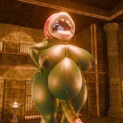 absurd_res anthro breasts detailed_background dialogue duo elemental_creature elemental_humanoid fan_character female flora_fauna genitals gynomorph hi_res humanoid intersex intersex/female mario_bros nintendo onomatopoeia penis piranha_plant plant plant_humanoid rumbling_stomach shyguy sonlink sound_effects text tongue tongue_out vore